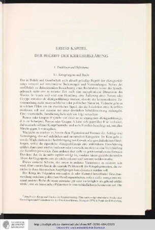 Erstes Kapitel - Der Begriff der Kriegserklärung