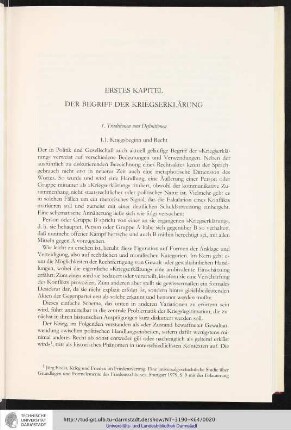 Erstes Kapitel - Der Begriff der Kriegserklärung