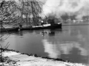 Flusslandschaft mit Dampfboot