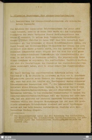 1. Allgemeine Bemerkungen über charge-transfer-Komplexe