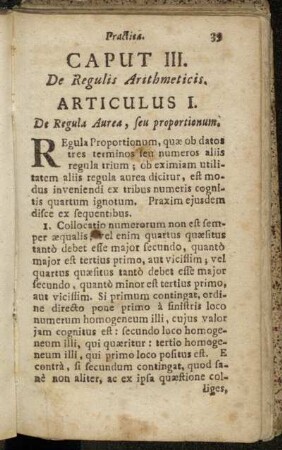 Caput III. De Regulis Arithmeticis
