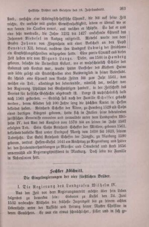 Sechster Abschnitt. Die Einzelregierungen der vier fürstlichen Brüder
