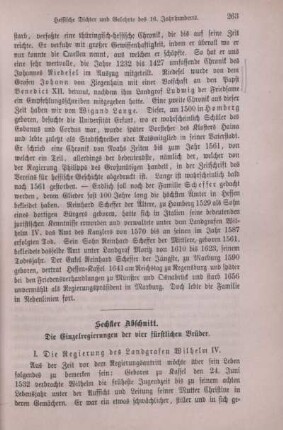 Sechster Abschnitt. Die Einzelregierungen der vier fürstlichen Brüder