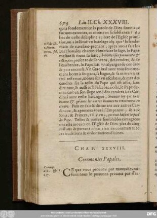 Chap. XXXVIII. Ceremonies Papales.