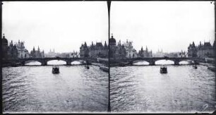 Paris. Weltausstellung 1900. Panoramablick auf die Seine mit dem Pont des Invalides