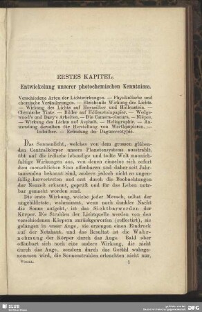 Erstes Kapitel. Entwicklung unserer photochemischen Kenntnisse.