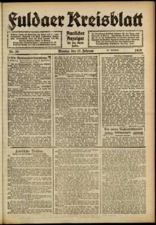 Ausgabe vom Montag, den 17. Februar 1919.