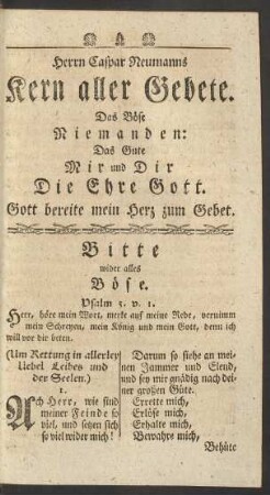 Herrn Caspar Neumanns Kern aller Gebete.