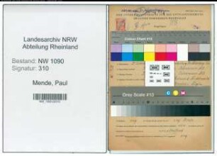 Entnazifizierung Paul Mende , geb. 25.09.1909 (Arbeiter)