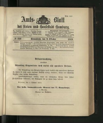 No. 223, 9. Oktober 1915