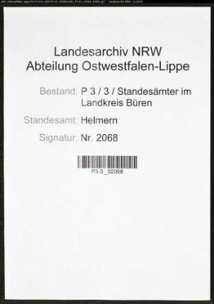 Sterberegister Standesamt Helmern