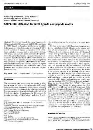 SYFPEITHI: database for MHC ligands and peptide motifs