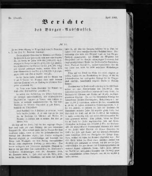 Nr. 10-13 Berichte des Bürger-Ausschusses. April 1861