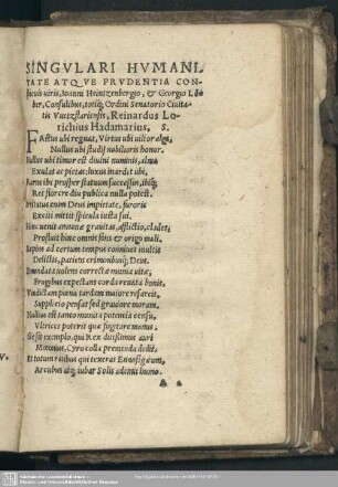 Singulari Humanitate Atque Prudentia Conspicuis, Joanni Heintzenbergio