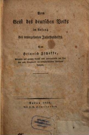Vom Geist des deutschen Volks im Anfang des neunzehnten Jahrhunderts