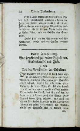 §. XX. Von den Krankheiten der Schultern. - [§. XXVIII.] Von dem Unterschenkel oder der Tibia.