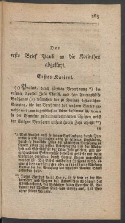 Der erste Brief Pauli an die Korinther abgekürzt