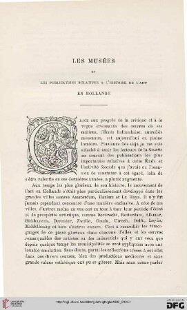 3. Pér. 8.1892: Les musées et les publications relatives à l'histoire de l'art en Hollande