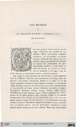 3. Pér. 8.1892: Les musées et les publications relatives à l'histoire de l'art en Hollande