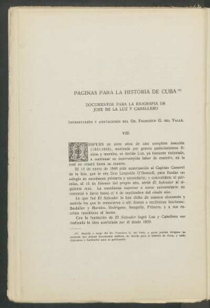 Páginas para la historia de Cuba : Documentos para la biografía de José de la Luz y Caballero - VIII