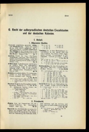 O. Recht der außerpreußischen deutschen Einzelstaaten und der deutschen Kolonien.