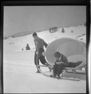 Bottich-Transport per Schlitten