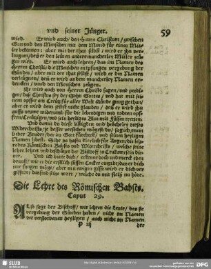Die Lehre des Römischen Babsts. Caput 29.