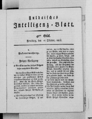 42tes Stück, Ausgabe vom 16. Oktober, 1807