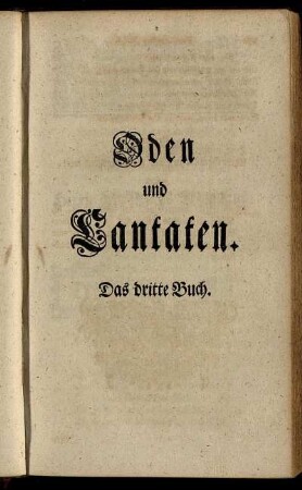 Oden und Cantaten. Das dritte Buch