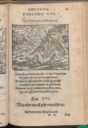 Emblema CVI. Quæ supra nos, nihil ad nos.