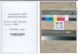 Entnazifizierung Josef Dembski , geb. 17.11.1904 (Lagerist)