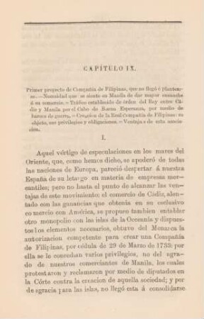Capítulo IX. Primer proyecto de Companía de Filipinas, que no llegó é plantearse ...