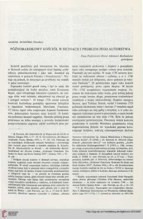 9: Późnobarokowy kościół w Sicinach i problem jego autorstwa