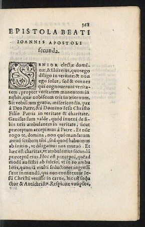 Epistola Beati Ioannis Apostoli secunda.