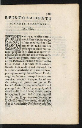 Epistola Beati Ioannis Apostoli secunda.