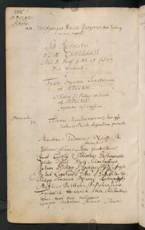 Winterhalbjahr 1713/1714. Rektorat Elias Camerarius
