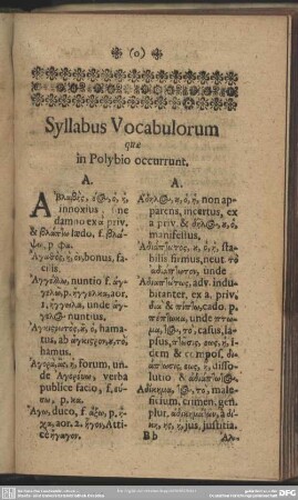 Syllabus Vocabulorum quae in Polybio occurrunt