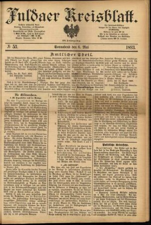 Erste Ausgabe vom Samstag, den 06. Mai 1893.