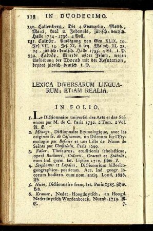 Lexica Diversarum Linguarum; Etiam Realia.