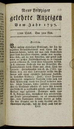 88tes Stück. Den 3ten Nov.