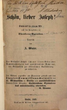 Schön, lieber Joseph!