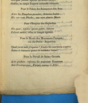 Inscriptions françaises et latines, proposées pour les principaux monumens de Paris et des departemens
