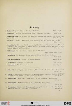 Steinzeug (Nr. 1-31)