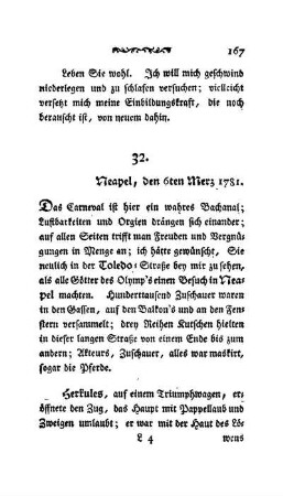 32. - Neapel, den 6ten Merz 1781.