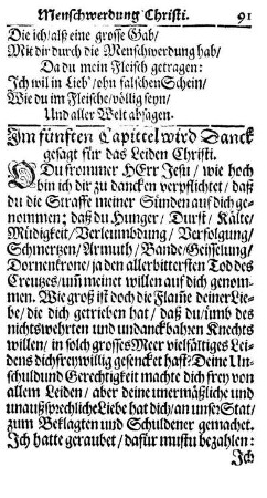 Im fünften Capittel wird Danck gesagt für das Leiden Christi.