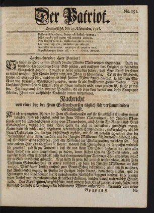 No. 151. Donnerstags, den 21. November, 1726