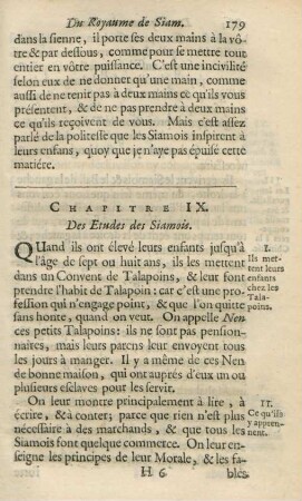 Chapitre IX. Des etudes des Siamois
