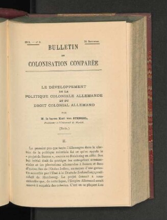Le Développement De La Politique Coloniale Allemande Et Du Droit Colonial Allemand.