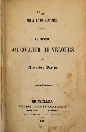 La femme au collier de velours : Les mille et un fantômes.