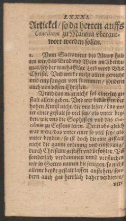 LXXXI. Artickel/ so da hetten auffs Concilium zu Mantua uberantwort werden sollen.